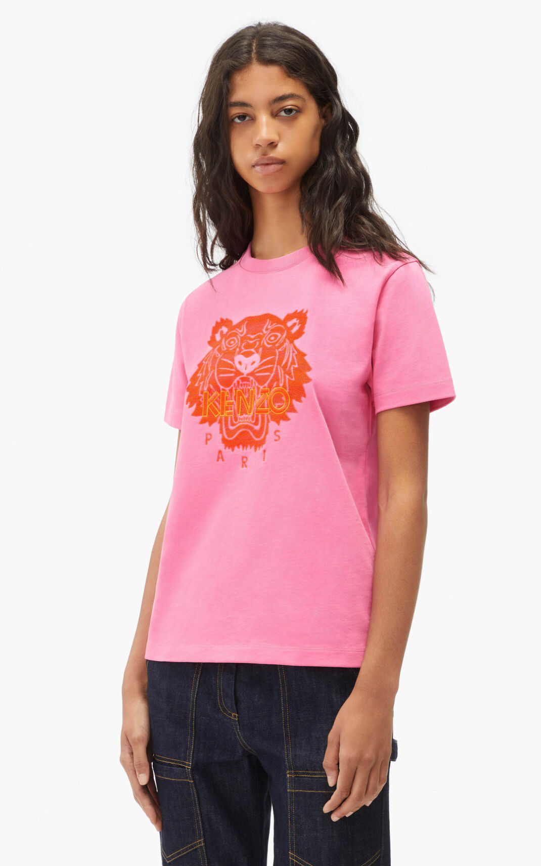 Camiseta Kenzo Loose Tiger Feminino - Rosa | 049YFANIT